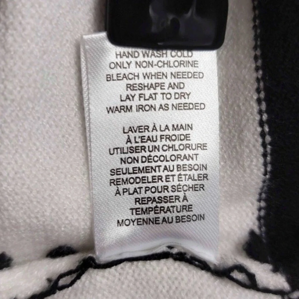 Tahari Women L/G White Black Stripe Mock‎ Neck Long Sleeve Sweater Knit Top - Picture 5 of 9
